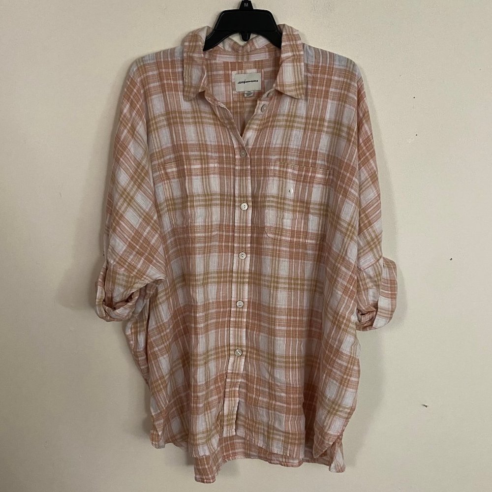 NEW American Eagle Linen Oversized Shirt L - Picture 6 of 14